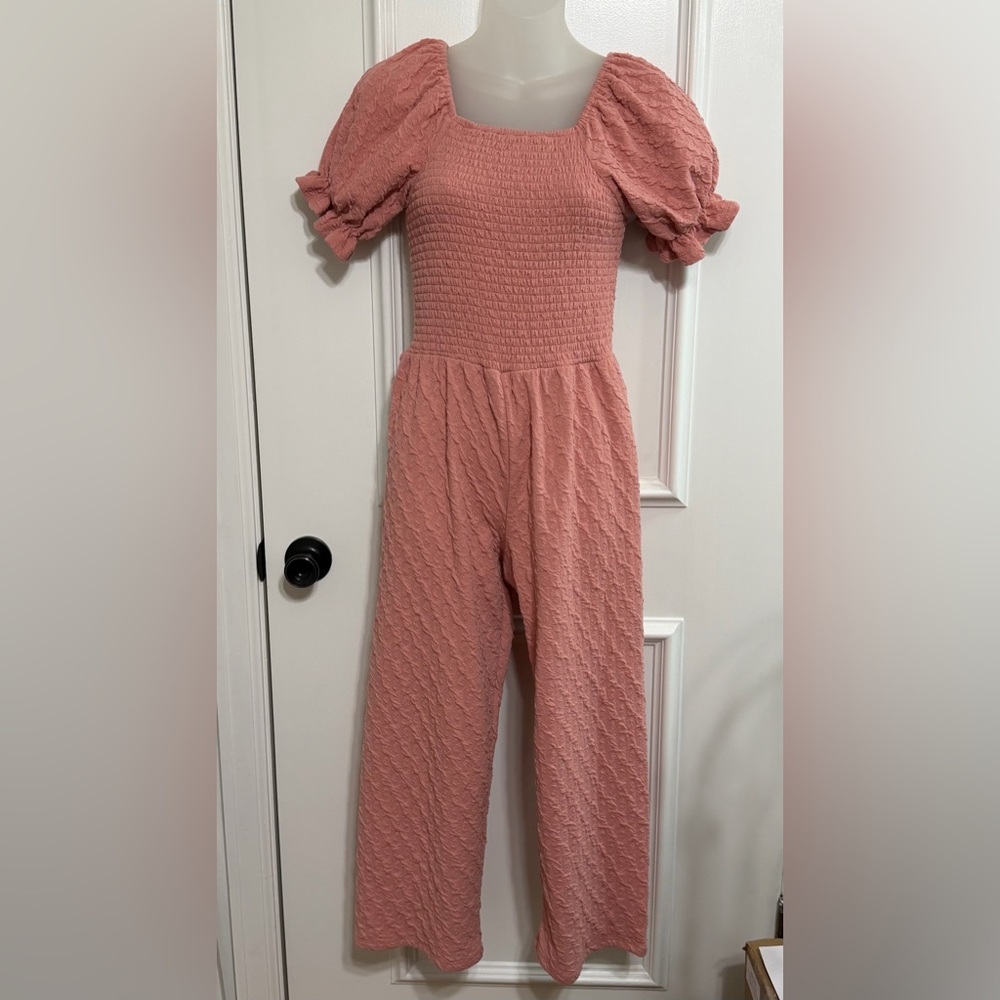 Wonder Nation Textured Pink Jumpsuit